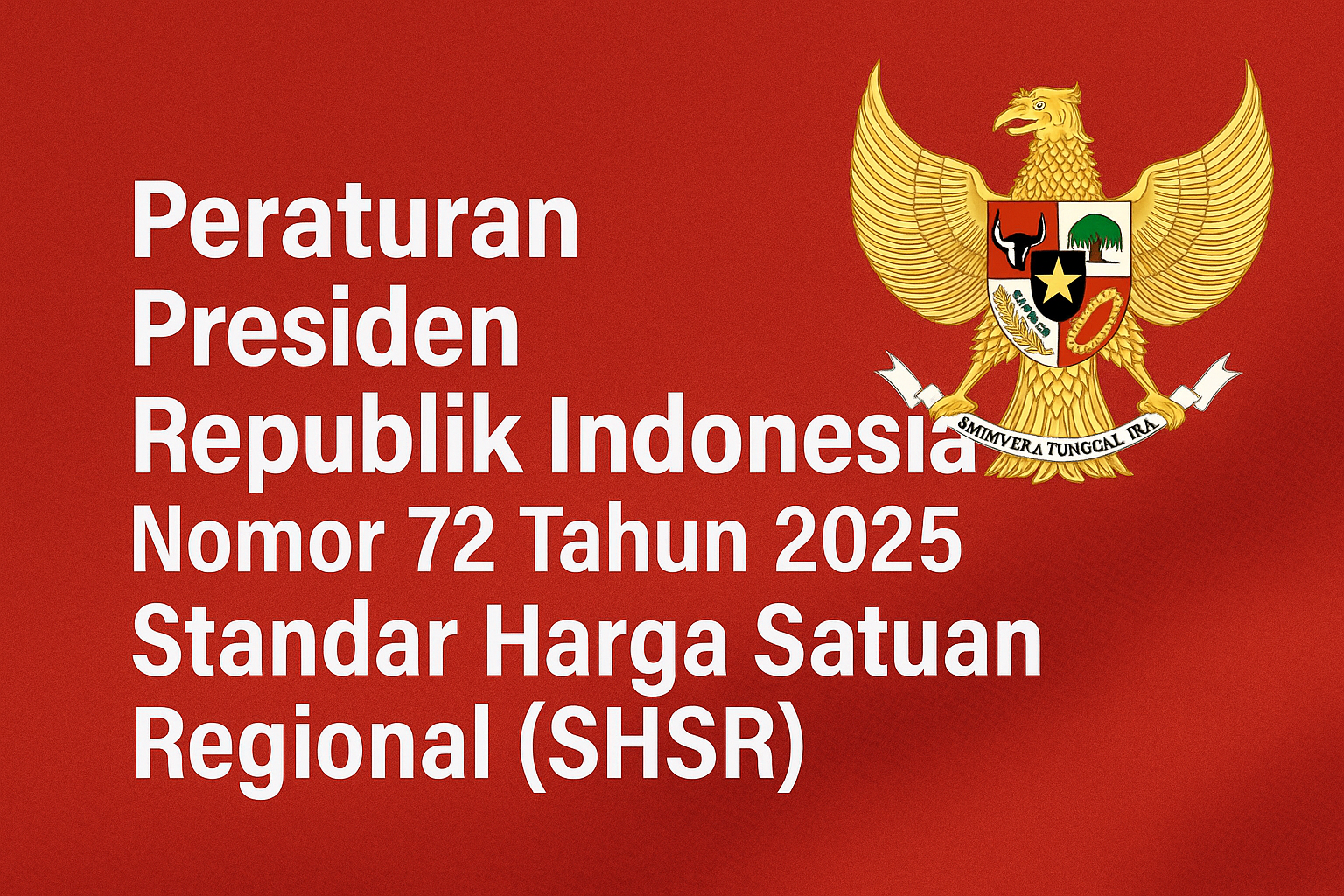 Peraturan Presiden Republik Indonesia Nomor 72 Tahun 2025 Tentang Standar Harga Satuan Regional (SHSR)